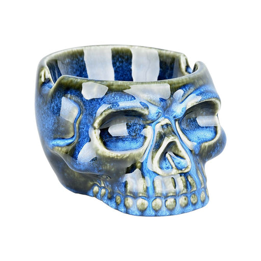 GLAZED CERAMIC SKULL ASHTRAY - 4.75"