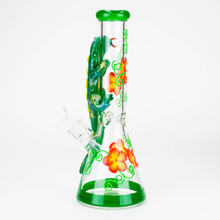 14" Resin 3D Glow in the dark artwork 7mm glass beaker water bong [GB208]_5