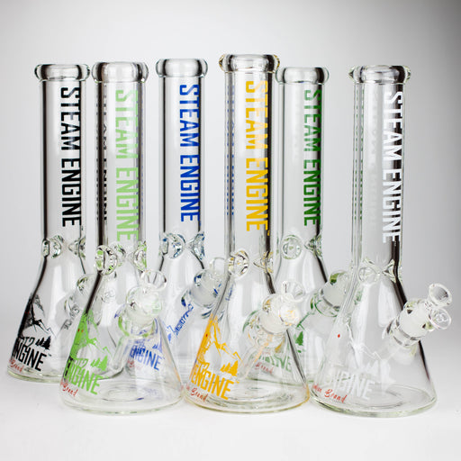 Steam Engine™ | 14 Inch 7mm glass bong with stickers by golden crown_0