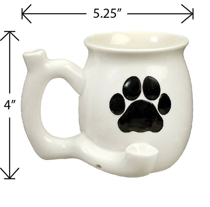 dog paw mug - white with black paw_1